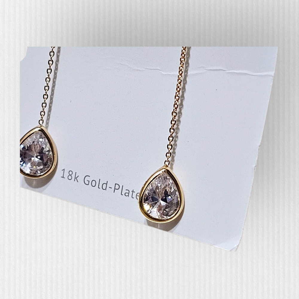 Ettika Crystal Teardrop Threader Gold Minimalist Earrings Women's Jewelry NWT - Picture 4 of 7